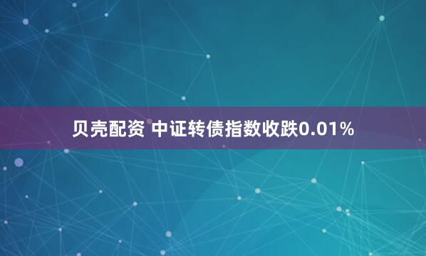 贝壳配资 中证转债指数收跌0.01%